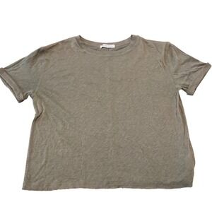 We The Free Olive Green Raw Hem Cropped T Shirt Women's Size Small